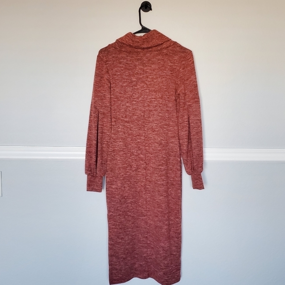 𝅺Lulu's Mattea Heathered Red Cowl Neck Midi Sweater Dress XS NWOT - Picture 15 of 16